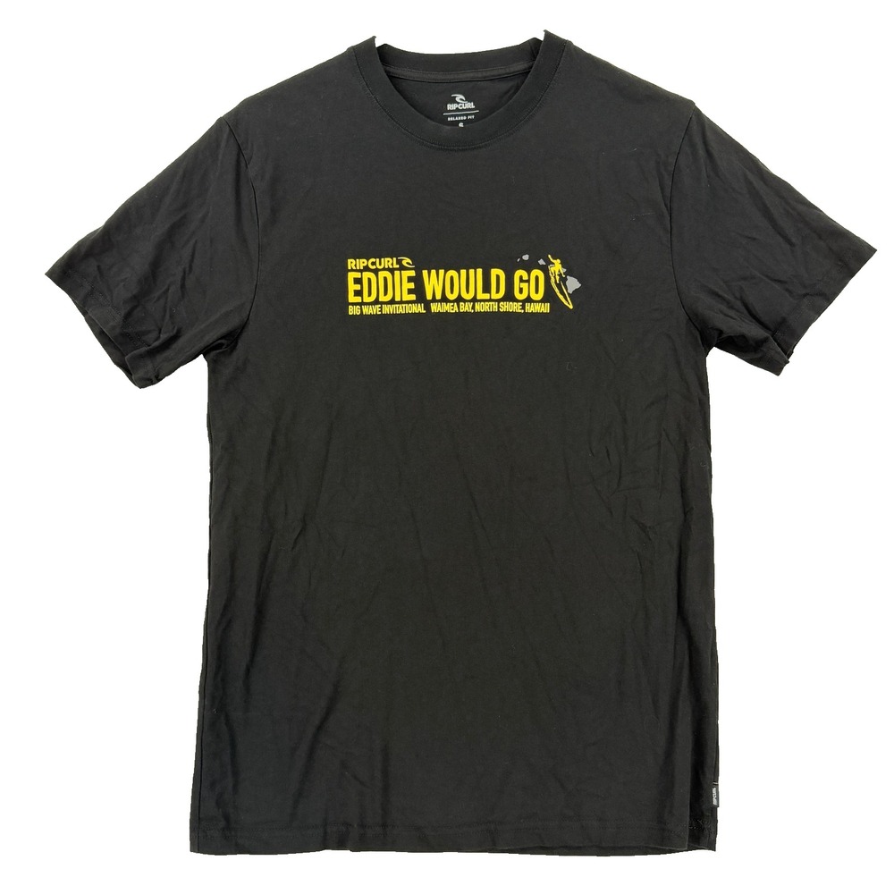 Rip Curl Shirt Mens Small Black Eddie Aikau Would Go Hawaii Surf Tee T-Shirt